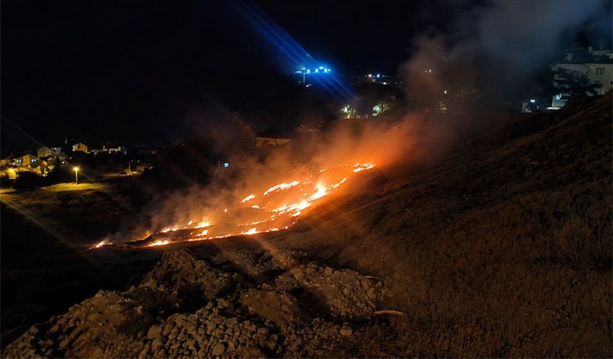 Hakkari'de boş arazide çıkan anız yangını korkuttu