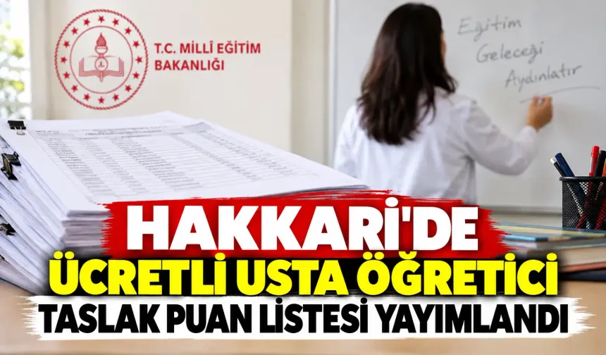 Hakkari’de ücretli usta öğretici Taslak puan listesi yayımlandı