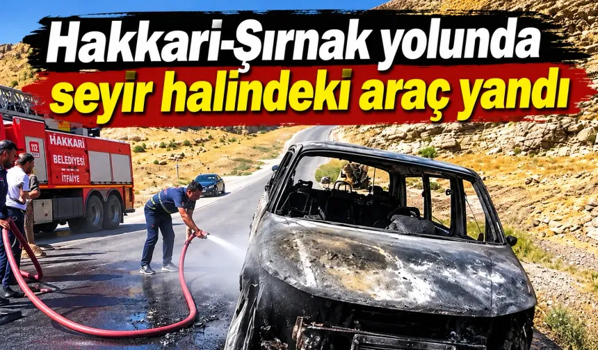 Hakkari-Şırnak yolunda seyir halindeki araç yandı