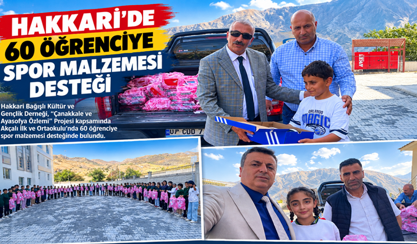 Hakkari'de 60 öğrenciye spor malzemesi desteği