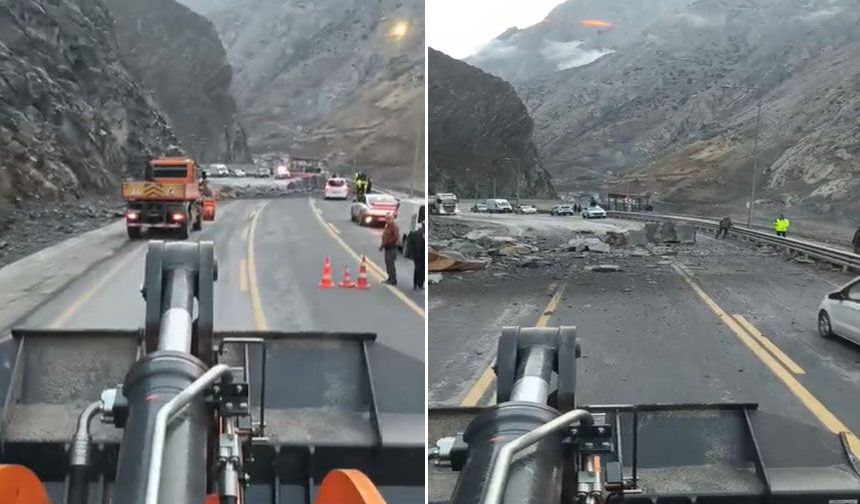 Hakkari Van yoluna kaya indi: Yol trafiğe kapandı
