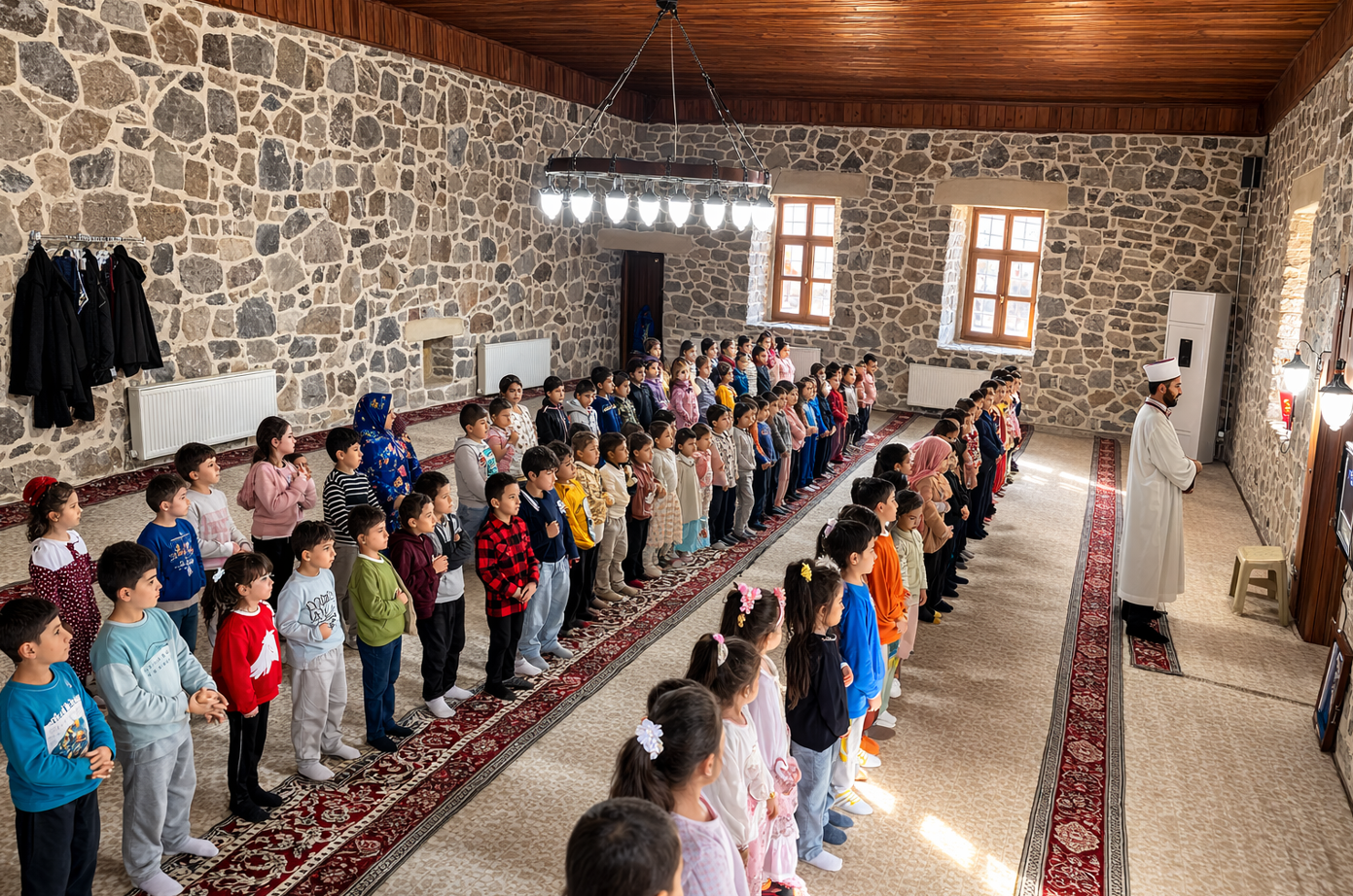 Hakkari’de tarihi camide çocuk buluşması