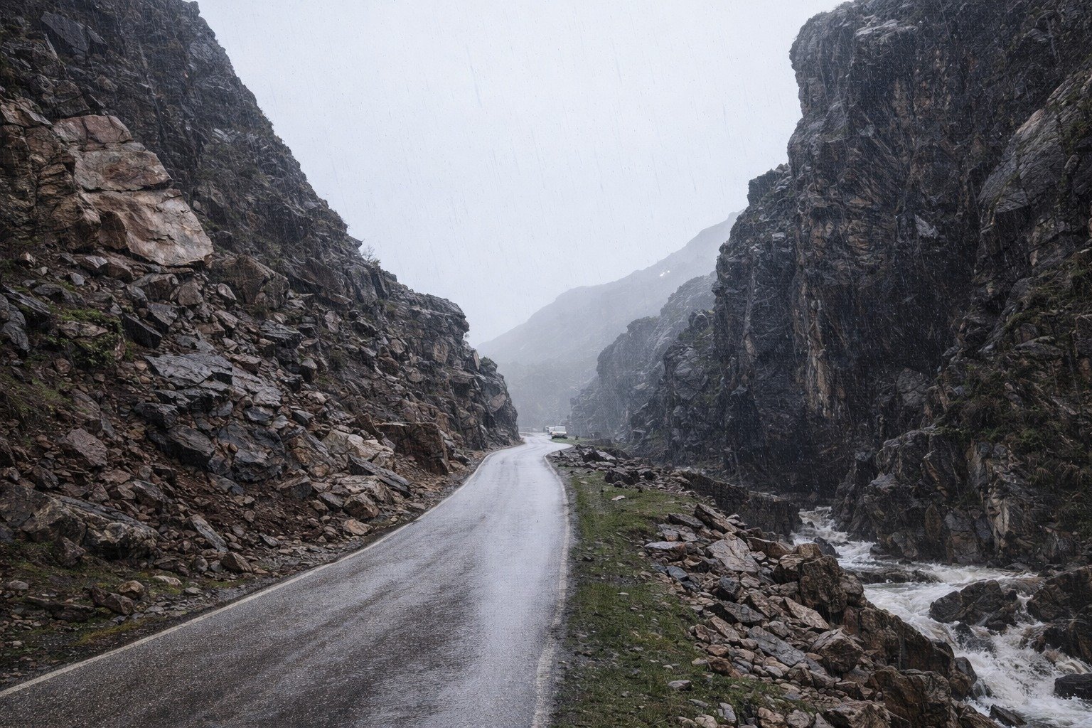 Hakkari’de heyelan: Şemdinli yoluna dev kayalar indi
